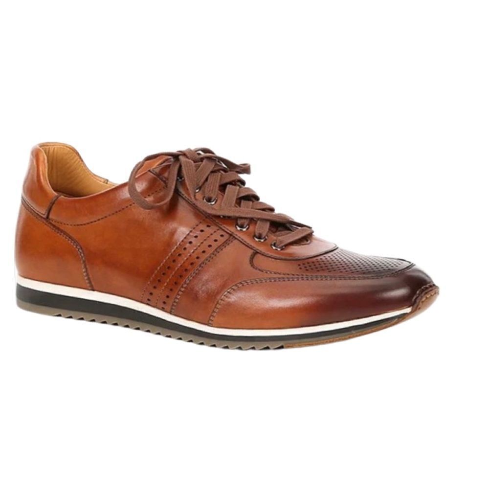 Magnanni Brown Leather Dress Sneakers Mens 10 Made in Spain Luxury Lace Up